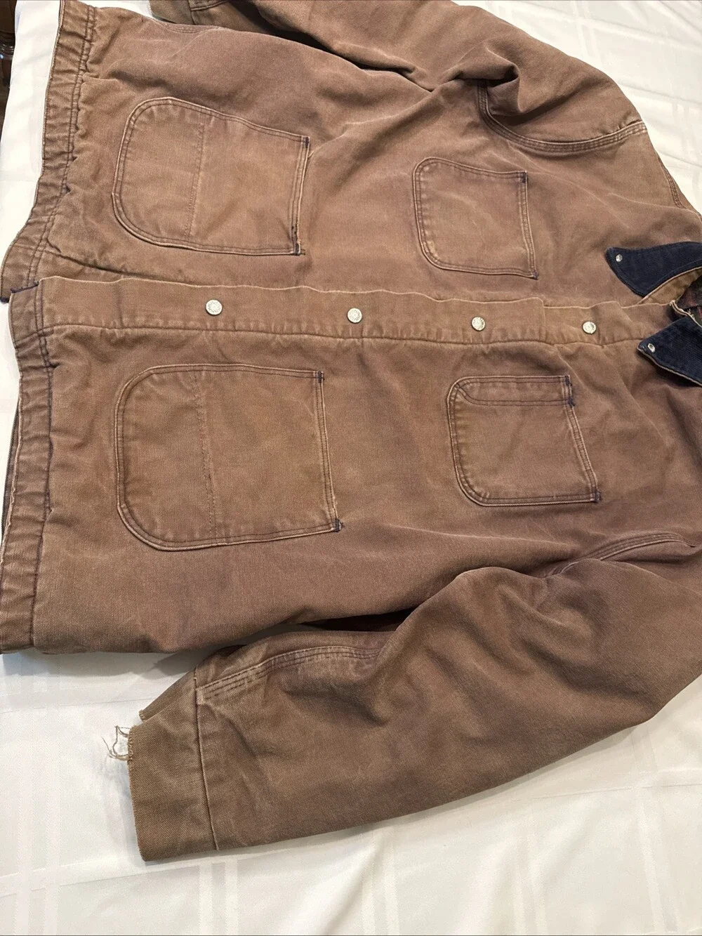 Vintage 60s 70s The King Size Co. Canvas Chore Coat Blanket Lined Mens XXL Brown